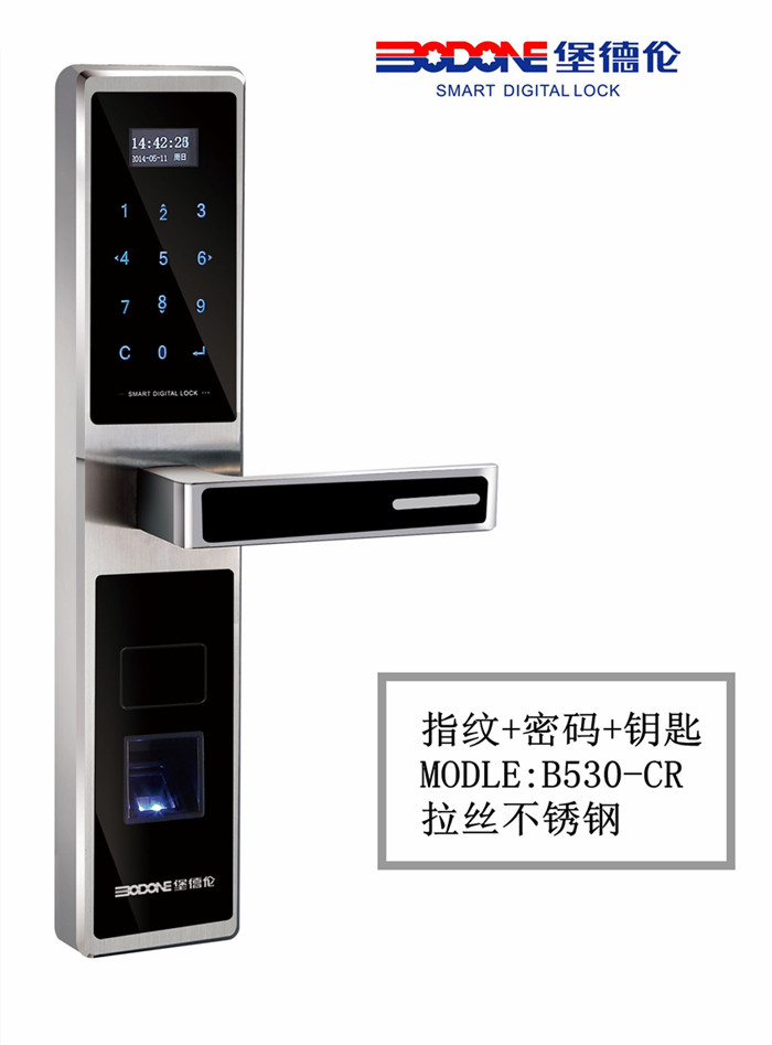 门业图片-指纹密码锁堡德伦智能门锁厂家 家用智能锁加盟 防盗智能门锁招商385*80*30mm图片